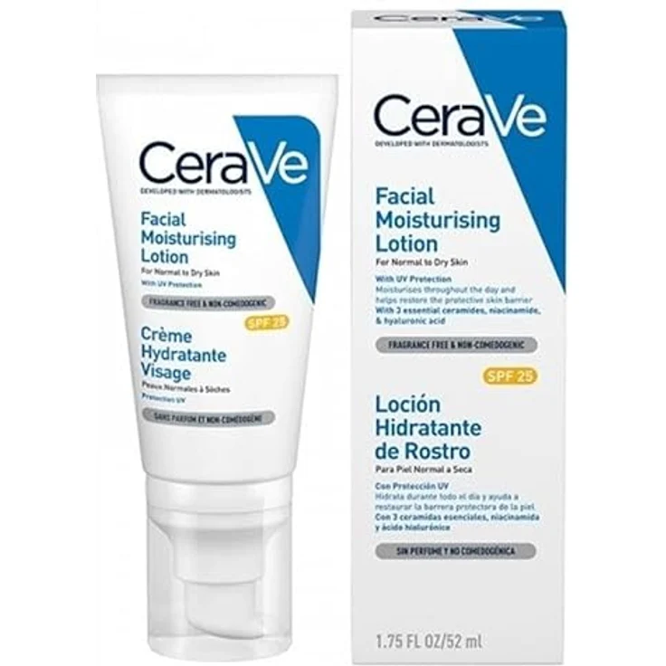 CeraVe feuchtigkeitsspendende Tagescreme mit SPF 25 Gesichtspflege 52 ml mit feuchtigkeitsspendender Wirkung – Bild 2