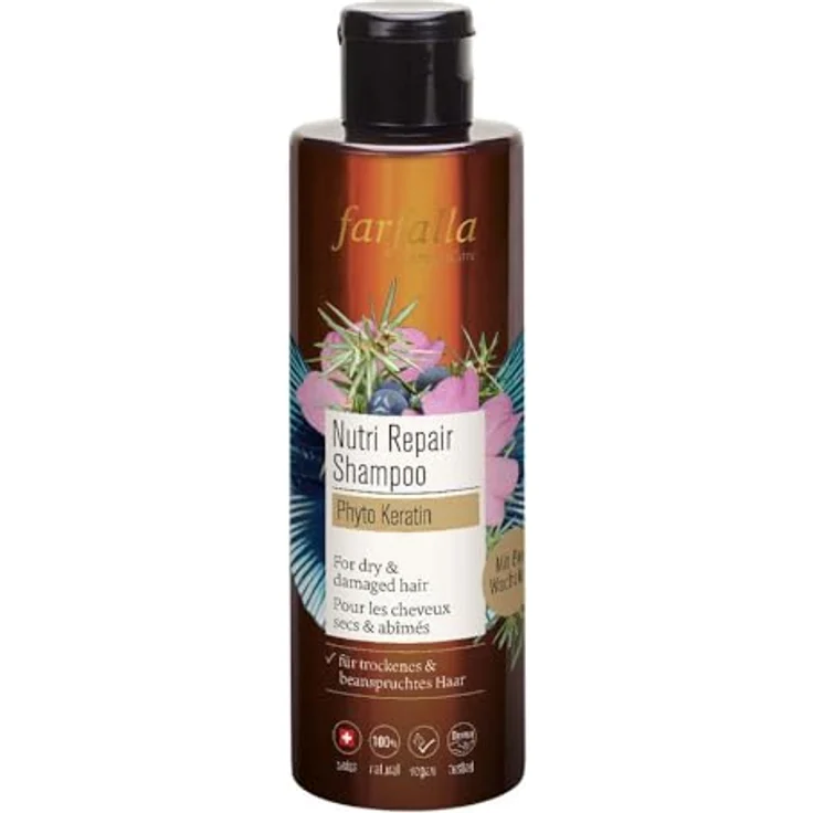 Farfalla Phyto Keratin Nutri Repair Shampoo, 200ml mit Bio-Wacholderöl für trockene Kopfhaut und gefärbtes Haar – Bild 1