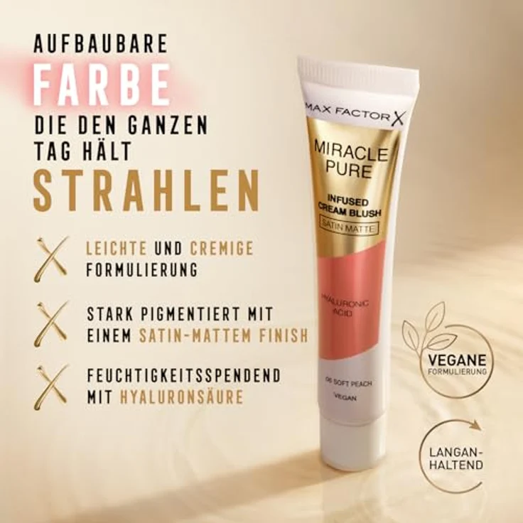 Max Factor Miracle Pure Creme-Rouge, 15 ml, Rouge im Farbton 03 Vintage Peony, natürliche Farbe mit Langzeiteffekt – Bild 3