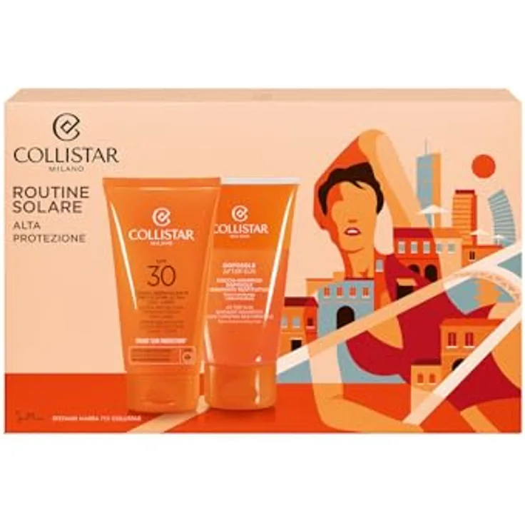 Collistar Ultra Protection Tanning Cream Set, Sonnenschutzcreme SPF 30 und After-Sun Rebalancing Cream-Shampoo, 2x150 ml, für Damen