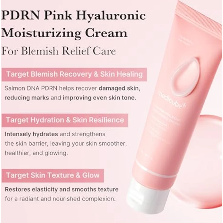 Medicube PDRN Pink Hyaluronic Moisturizing Cream 50ml – Koreanische Feuchtigkeitscreme mit Salmon DNA, 10-fach Hyaluronsäure, Niacinamid, Ceramiden & Peptiden – Anti-Aging, Hydration & Hautbarriere-Stärkung – Bild 2