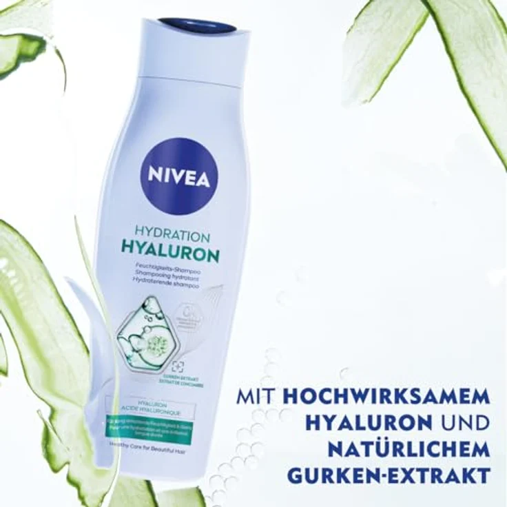 NIVEA Hydration Hyaluron Feuchtigkeits-Shampoo, Haarpflege für trockenes Haar mit Hyaluron, veganes Haarshampoo ohne Silikone für natürlichen Glanz (250 ml) – Bild 3