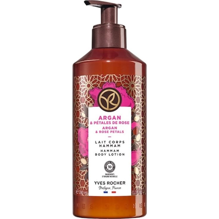Yves Rocher Argan & Rose Hammam Body Lotion, 390 ml, feuchtigkeitsspendend, vegane Formel, ohne Silikone, 98% natürliche Inhaltsstoffe