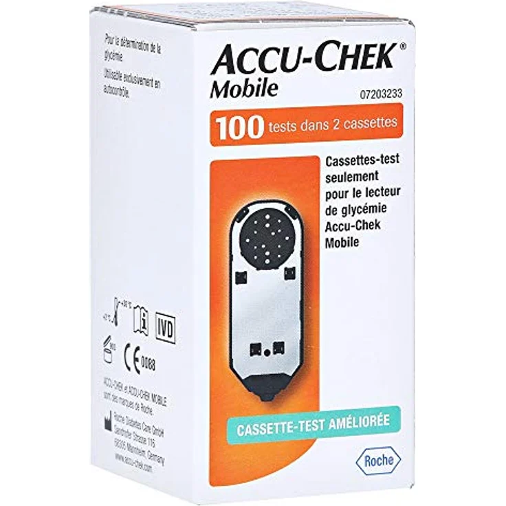 Accu-Check Mobile 2 Blutzuckermessgerät, 2 Testkassetten + 100 Teststreifen, günstiger Reimport – Bild 1