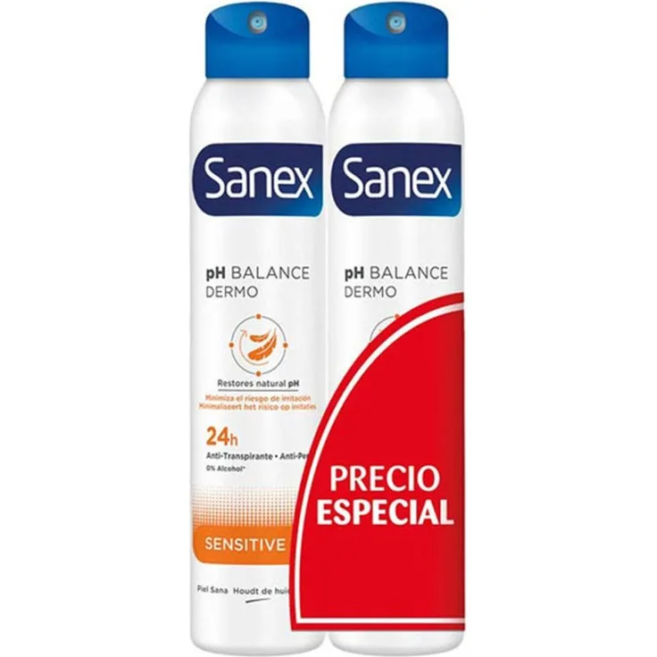 Sanex Dermo Sensitive Deodorant Spray Duo, 24 Stunden Schutz vor Feuchtigkeit und Körpergeruch, 2x200 ml