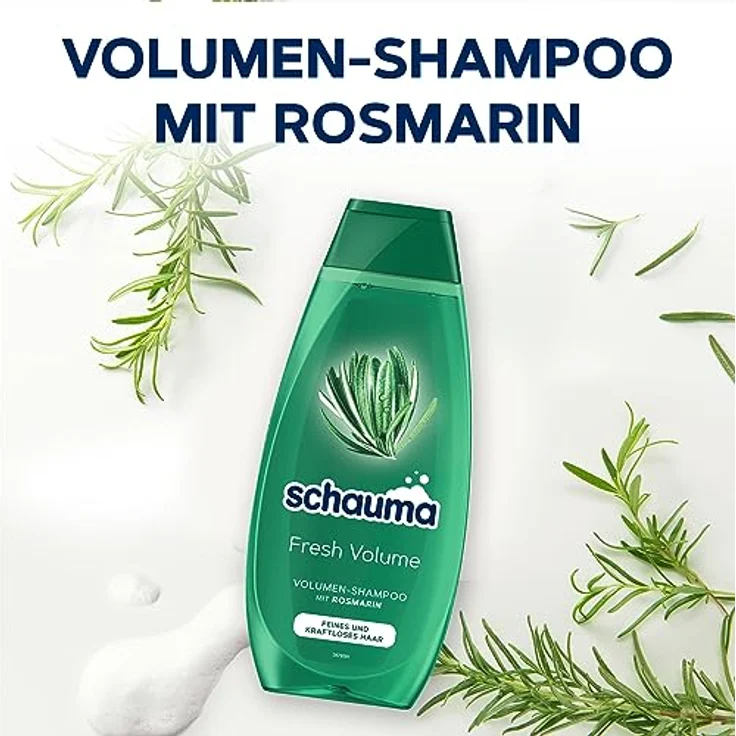 Schauma Volumen-Shampoo Fresh Volume (400 ml), Haarshampoo erfrischt und kräftigt den Haaransatz, Shampoo für feines und kraftloses Haar, mit Rosmarin – Bild 5