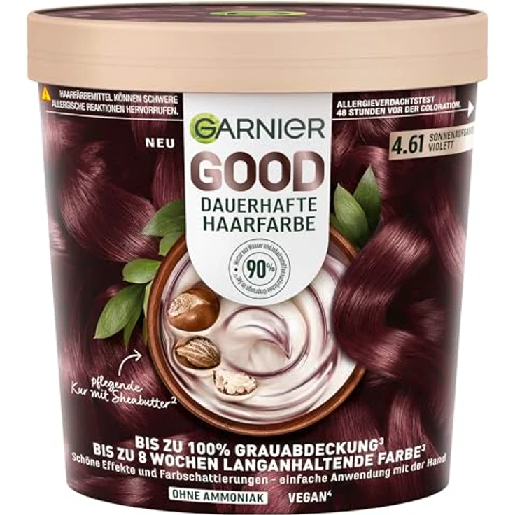 Garnier GOOD Dauerhafte Haarfarbe 4.61 Sonnenaufgangs-Violett, Coloration ohne Ammoniak mit bis zu 100% Grauabdeckung, 1 Stk. – Bild 1