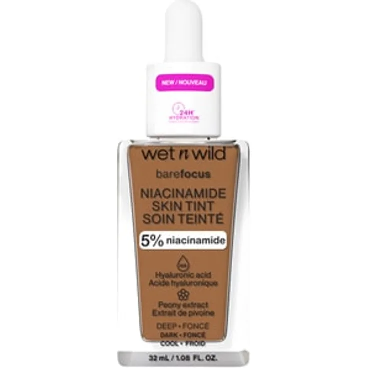 wet n wild Bare Focus Niacinamide Skin Tint Flüssige Foundation, leichtes Finish mit Niacinamid und Hyaluronsäure, 30 ml