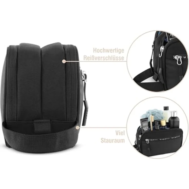 bugatti Blanc Delight Kulturtasche aus Tarpaulin Light & Nylon, schwarz - Viel Platz, viele Fächer, abwischbares Material – Bild 3