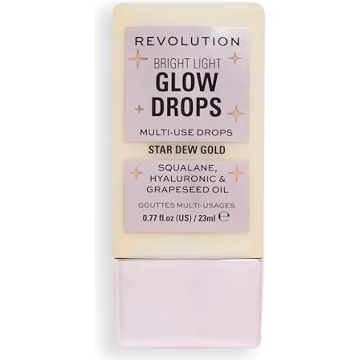 Revolution Beauty London, Bright Light Glow Highlighter Drops, illuminierendes Finish, Golden Star Dew, 23ml