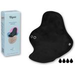 Taynie Waschbare Binde mittel, Bio-Baumwolle, wiederverwendbare Damenbinden, saugstarke Slipeinlagen, schwarz