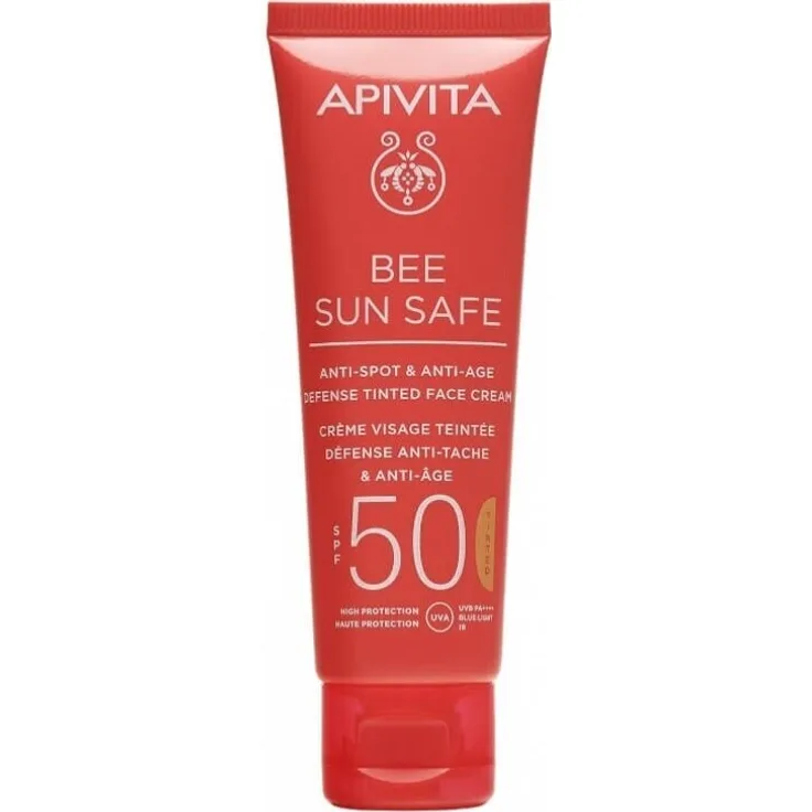 Apivita Bee Sun Safe Anti-Hautunreinheiten- und Falten-Gesichtscreme SPF50, 50 ml, mit intensivem Sonnenschutz und Feuchtigkeitspflege