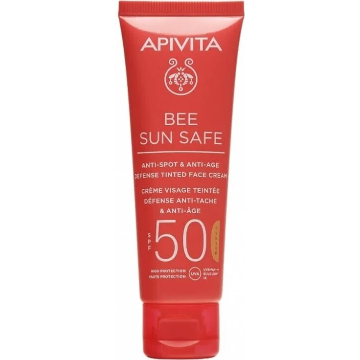 Apivita Bee Sun Safe Anti-Hautunreinheiten- und Falten-Gesichtscreme SPF50, 50 ml, mit intensivem Sonnenschutz und Feuchtigkeitspflege