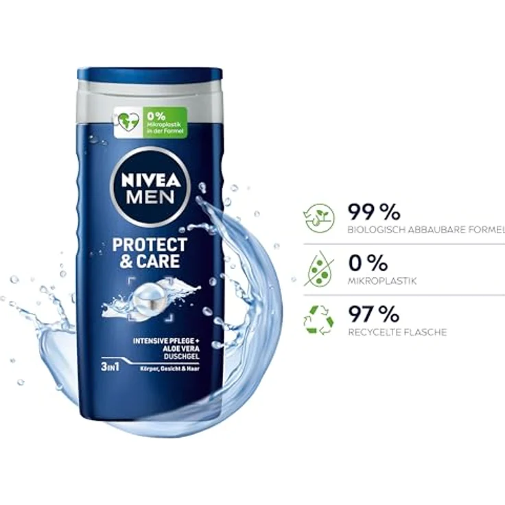 Nivea Dusch Men Protect & Care, Haarshampoo für Männer, 250ml – Bild 3