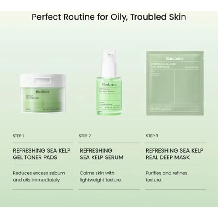 Biodance Refreshing Sea Kelp Serum, Gesichtsserum mit Niacinamid und Vitamin E, 30 ml, feuchtigkeitsspendend und porenverfeinernd – Bild 8