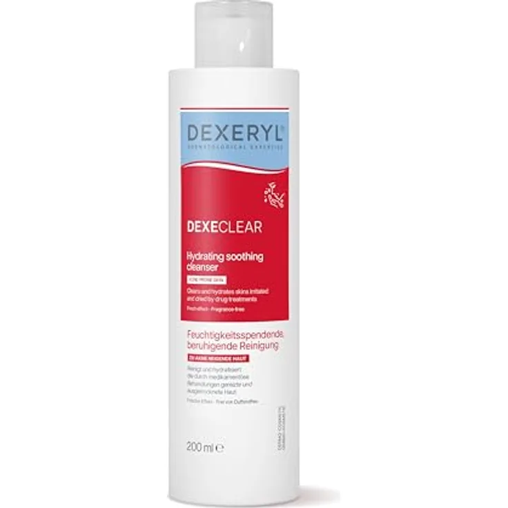 DEXERYL DEXECLEAR, Feuchtigkeitsspendende seifenfreie Gesichtsreinigung für akneanfällige Haut mit 5% Glycerin und 0,1% Dextransulfat, 200 ml