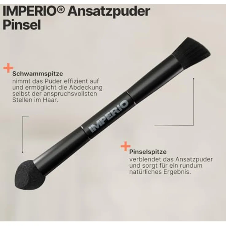 IMPERIO 2in1 Ansatzpuder-Pinsel, ergonomischer Applikator für präzises Auftragen & Verblenden von Ansatzpuder, vegan – Bild 5