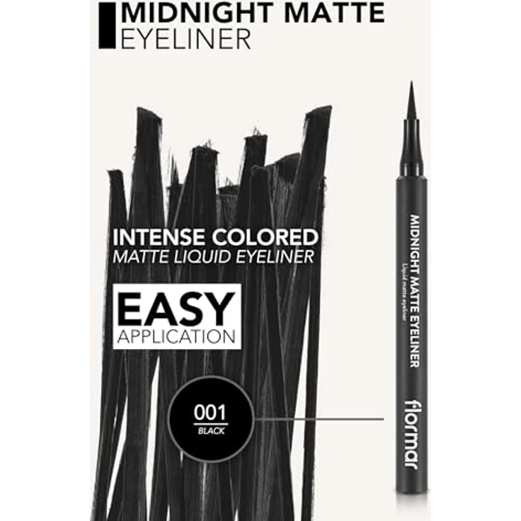 flormar Midnight Matte Eyeliner, Filzstift mit Matt-Effekt, Farbton 01 Black, 1,2 ml, für präzise und abriebfeste Linien – Bild 3
