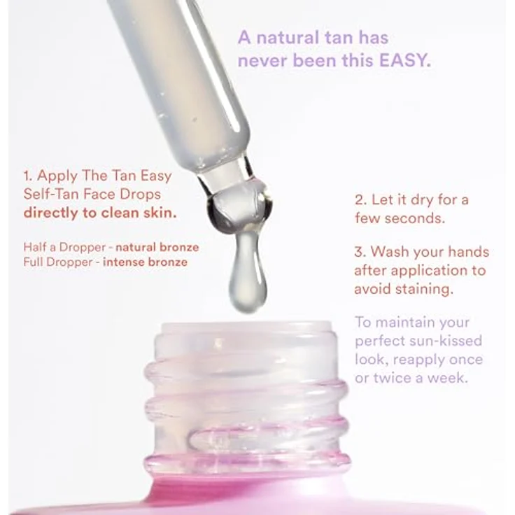 3INA The Tan Easy Self-Tan Face Drops, 30 ml Selbstbräuner für das Gesicht, vegan, für empfindliche Haut – Bild 5