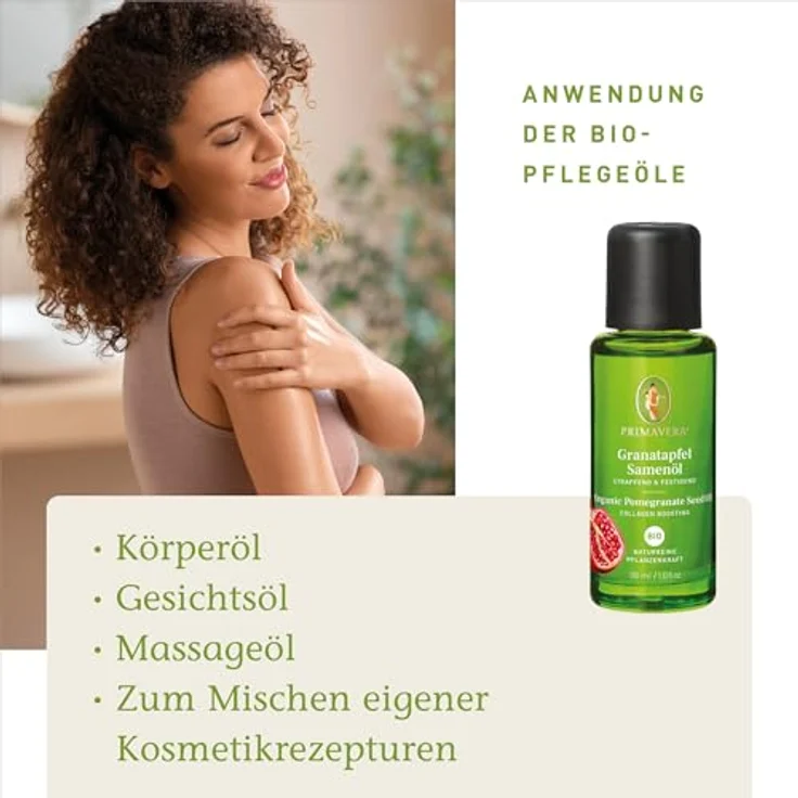 Primavera Bodylotion Granatapfelsamenöl, straffend und festigend für reife Haut, 30 ml – Bild 3