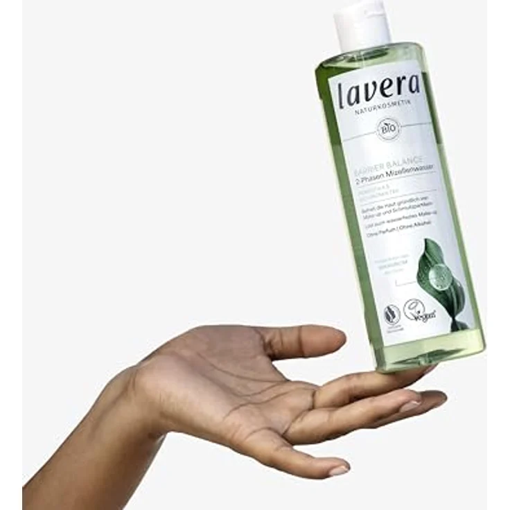 lavera Barrier Balance Mizellenwasser - 2-Phasen - ohne Alkohol - ohne Parfüm - löst wasserfestes Make-Up - sanft zu Hautbarriere - Präbiotika - vegan - Naturkosmetik - 400 ml – Bild 5