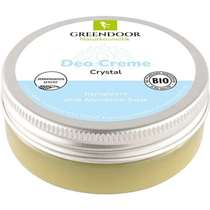 GREENDOOR Deo Creme crystal vegan, null Schweißgeruch – ohne Weißeln, ohne Zink ohne Aluminium ohne Alkohol natürlich ohne Tierversuche, dermatologisch bewährt, Naturkosmetik, sanft, 50 ml – Bild 1