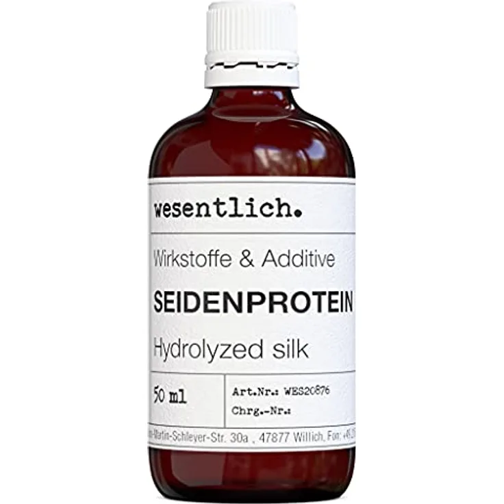wesentlich. Seidenprotein 50ml - für seidenweiche Haut und Haare - für gesunden Glanz und gegen Austrocknen - von wesentlich.