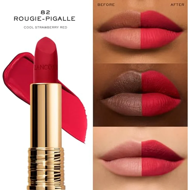 Lancôme L'Absolu Rouge Drama Matte Lippenstift 82 Rouge Pigalle, feuchtigkeitsspendende Formel mit pudrig-mattem Finish, 3,6 g – Bild 3