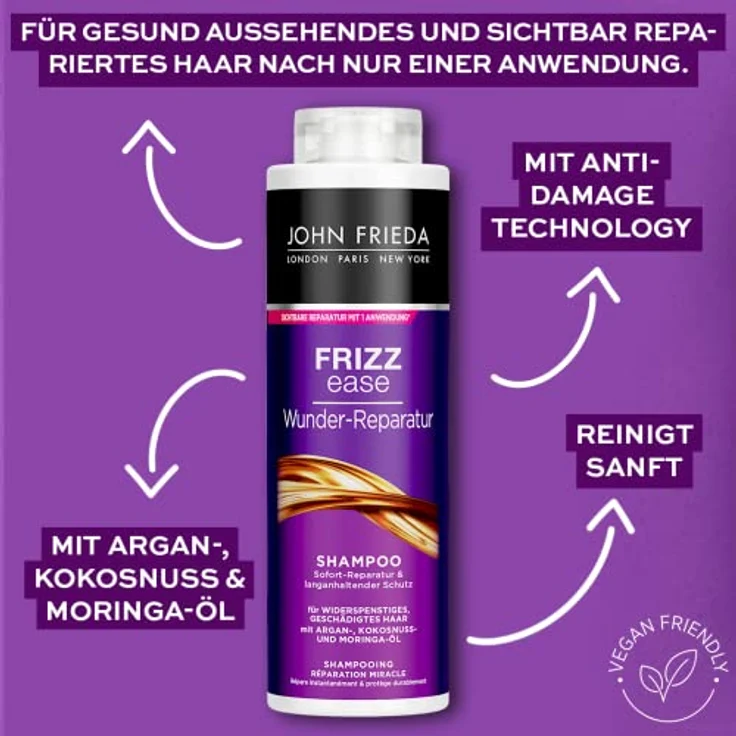 John Frieda Wunder Reparatur Shampoo - Vorteilsgröße: 500 ml - Frizz Ease Serie - Haartyp: widerspenstig, geschädigt, strapaziert - Kabinettgröße – Bild 4