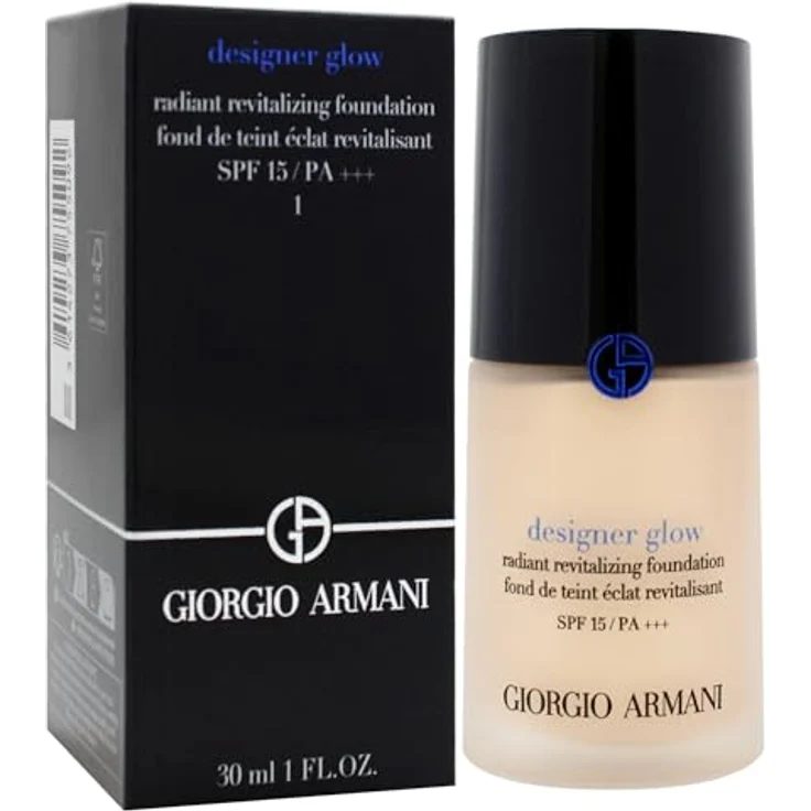 Giorgio Armani Designer Glow Radiant Revitalizing Foundation SPF 15 Plus, 1 for Women, 300 ml, Prussian Blue Pigments, Light-Reflective Pearls – Bild 3