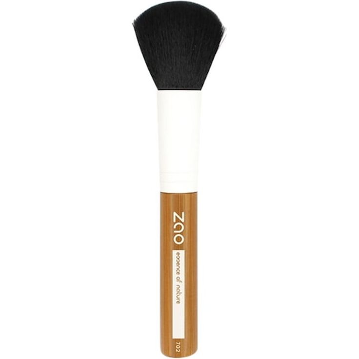 Zao Bamboo Face Powder Brush, veganer Puderpinsel mit weichen Haaren für einen natürlichen Look, brauner Griff