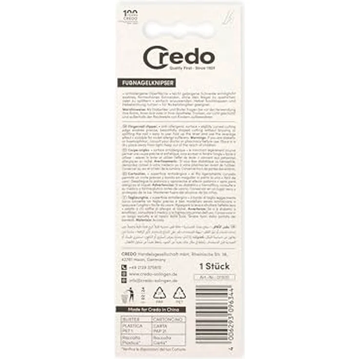 CREDO Nagelknipser 82 mm, chrom, gebogene Schneide mit hochglanzpolierter Oberfläche und kräftigem Hebel – Bild 3
