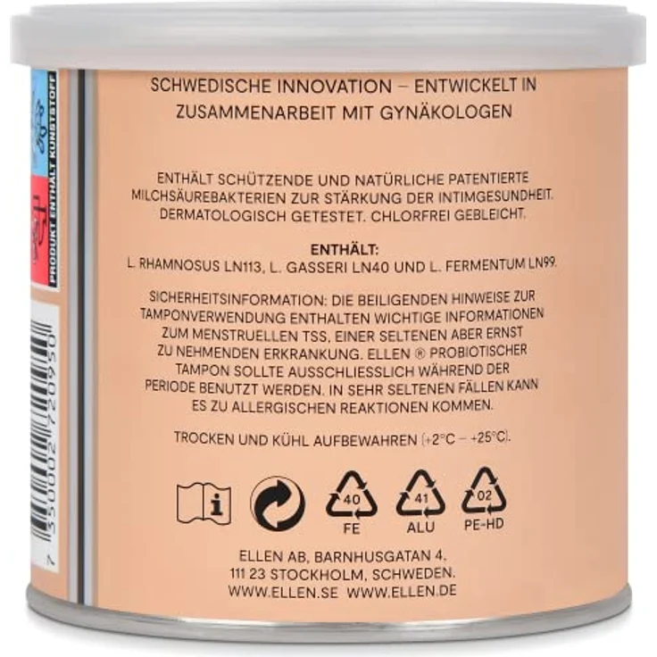 ellen® Probiotische Tampons Normal, 22 Stück - Tampons mit Milchsäurebakterien für vaginale Gesundheit, chlorfrei gebleicht – Bild 4
