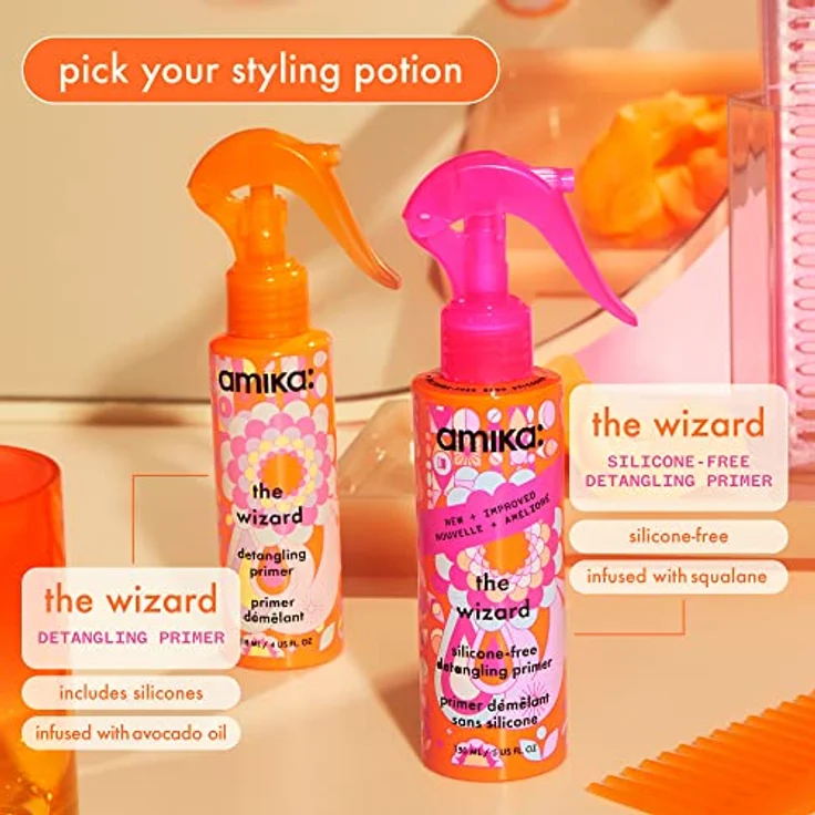 amika The Wizard Silicone-Free Detangling Primer 200 ml | All-in-One Haarspray mit Hitzeschutz bis 230 °C und Anti-Frizz-Effekt für alle Haartypen – Bild 5