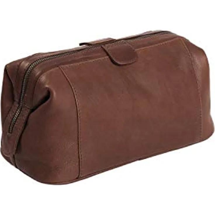 Chesterfield Brand The Kulturbeutel Vince Leder für Damen und Herren | Reise Waschen Rasieren Kosmetik Tasche Badezimmer Toilettenartikel Großer Organizer Make-up, Braun, Large
