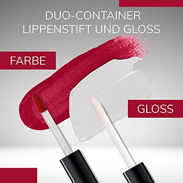 Manhattan Lips2Last Colour&Gloss, Lippenfarbe und Lipgloss in einem, langanhaltend und kussecht, Farbe Glam Red 45A, 1 x 8ml – Bild 4