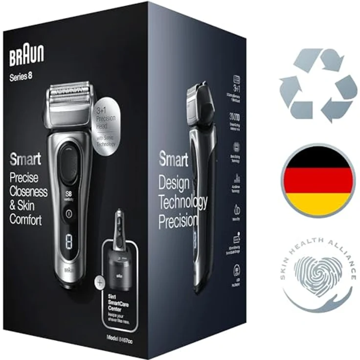 Braun Gesichtshaarrasierer Series 8, 8467cc System wet&dry, SmartClick-Präzisionstrimmer, hergestellt in Deutschland – Bild 11