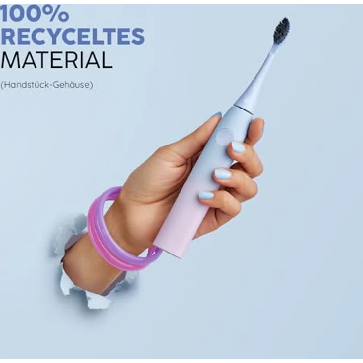 happybrush Eco Vibe Lite Schallzahnbürste mit Timer, 6 Wochen Akku, Travel-Lock & Indikatorborsten, Reisefreundlich – Bild 6