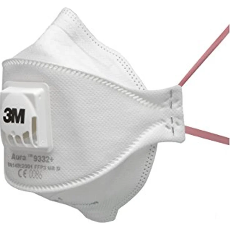 3M Aura Atemschutzmaske 9332+SV / Partikelmaske mit gesteigertem Tragekomfort durch Cool Flow Ausatemventil / Einwegmaske mit höchster Schutzstufe FFP3 für maximalen Atemschutz / 5 Stück – Bild 2