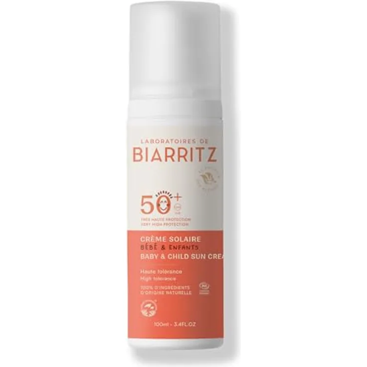 Laboratoires de Biarritz Sonnencreme Baby & Kind LSF50+, Bio-zertifiziert, leichte cremige Textur, 100 ml, Made in France