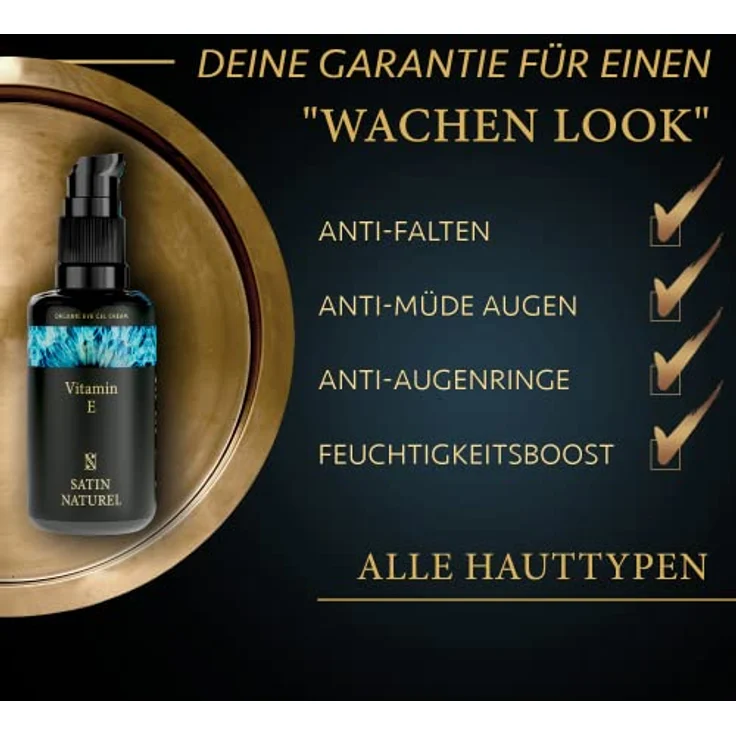 BIO Augencreme mit Aloe Vera + Hyaluron + Taurin + Vitamin E für Frauen 30ml - Augencreme gegen Falten und Augenringe Vegan - Augenringe entfernen Soforteffekt - Augen Lifting Booster - Eye Cream – Bild 2