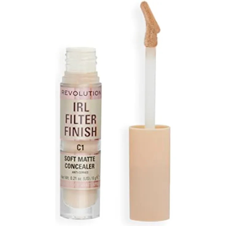 Revolution Beauty London IRL Filter Finish Soft Matte Concealer, Mittlere bis volle Deckkraft, C1, Für helle bis helle Hauttöne, 6 g