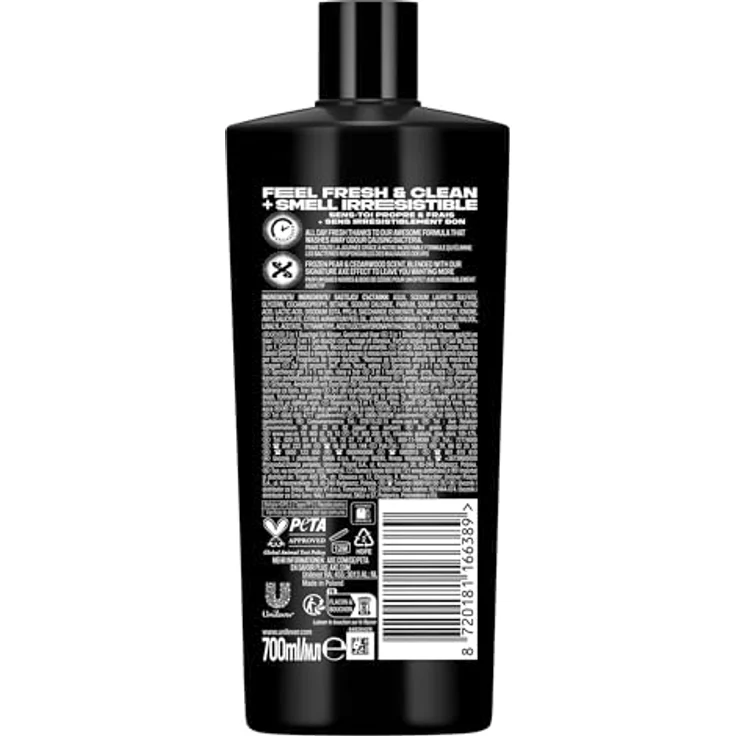 Axe 3-in-1 Duschgel & Shampoo Black, 700 ml, dermatologisch getestet mit 12h langanhaltender Frische und Duft, für Körper, Gesicht und Haar – Bild 3