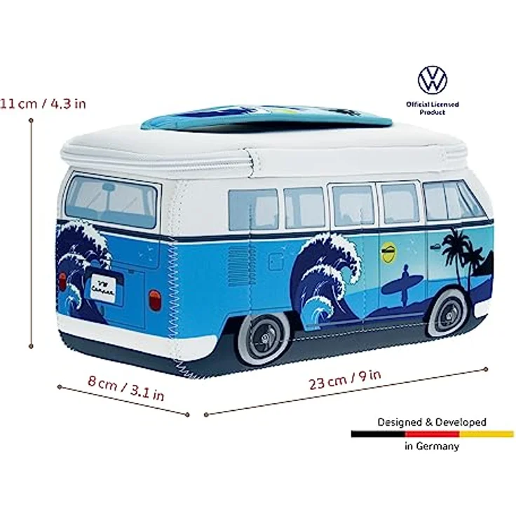 BRISA VW Collection - Volkswagen T1 Bulli Bus Kulturtasche, Blau, Neopren, 23 x 11 x 8 cm, mit praktischen Fächern und Aufhängemöglichkeit – Bild 2