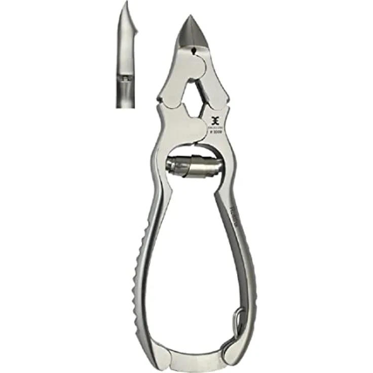 Nagelzange Übersetzungs-Kopfschneider, Halb Kopf, 16 cm, extra kräftig, doppelte Übersetzung, Eckenzange, gebogen, dicke Nägel
