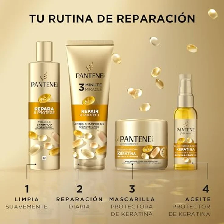 Pantene REPARA & PROTEGE Mascarilla 300 ml, Feuchtigkeitsmaske für trockenes Haar, nährend und schützend – Bild 5