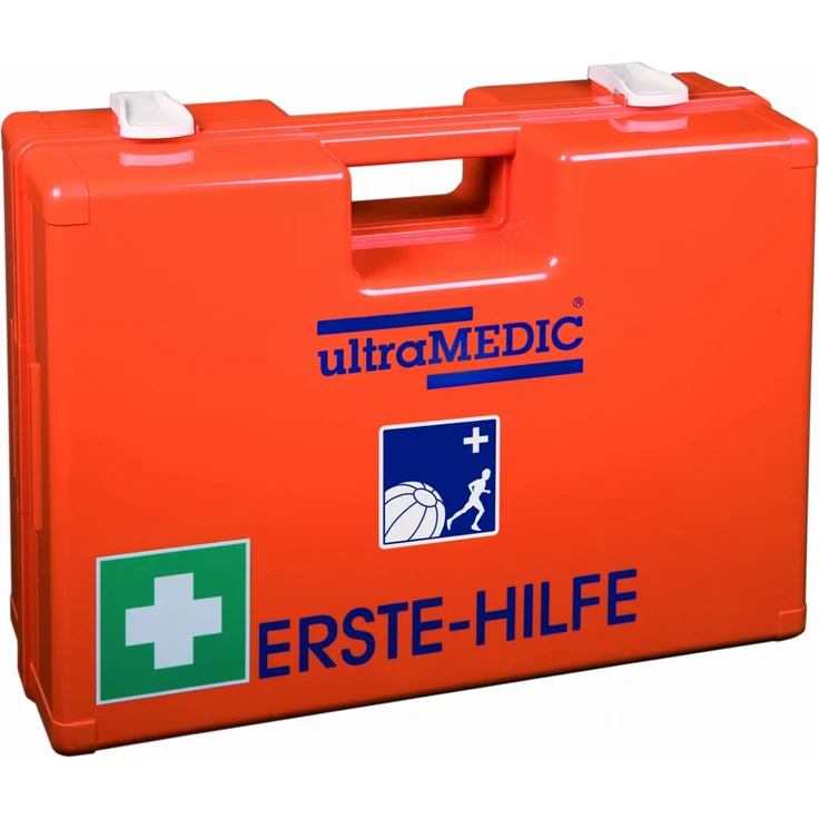 ultraMEDIC Erste-Hilfe-Koffer ultraBOX SPORT, Spezialfüllung DIN 13157, orange, schlagfest und staubwasserdicht