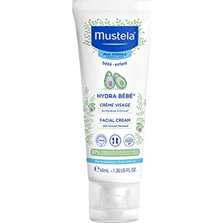 Mustela Hydra Bébé Gesichtscreme für Kinder, 40 ml - feuchtigkeitsspendend, sanft zur empfindlichen Haut, natürliche Inhaltsstoffe – Bild 1