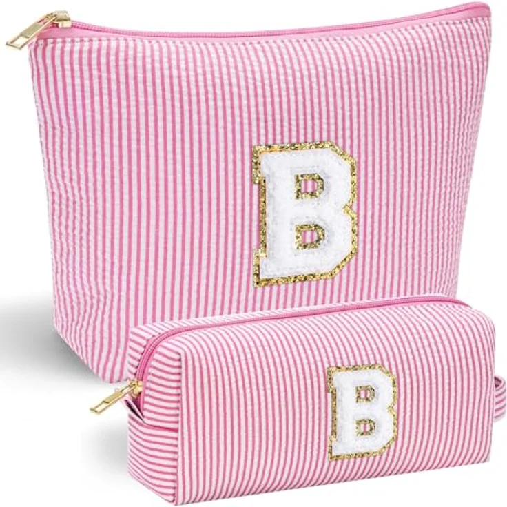 Parima Rosa Kosmetiktasche, große Make-up Tasche mit Buchstaben B, personalisierte Geschenke für Frauen und Mädchen, 28 x 19 x 8,5 cm – Bild 1