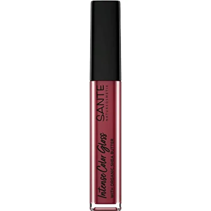 Sante Naturkosmetik Natürlicher Lipgloss mit glänzendem Finish, Mit Sheabutter für gepflegte Lippen, Intense Color Gloss, Nr. 03 Stubborn Plum, 1 x 5,3 ml